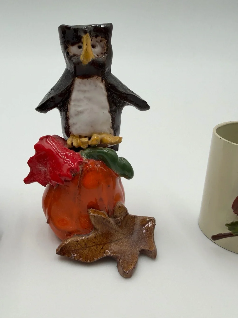 Vintage collection of five small, hand-painted ceramic/porcelain owl figurines